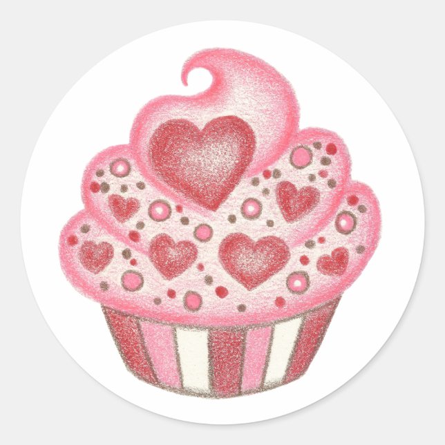 Autocollant Valentine Heart Cupcake (Devant)