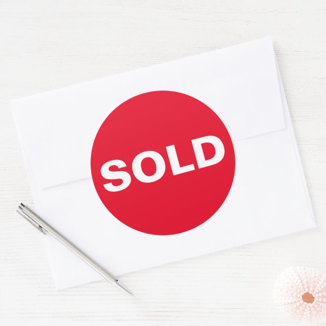 Autocollant Vendu Rouge Personnalisé (Enveloppe)