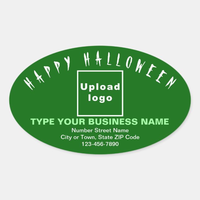Autocollant vert ovale Halloween d'affaires (Devant)