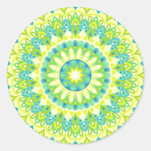 Autocollant vibrant mandala vert inspiré de la nat