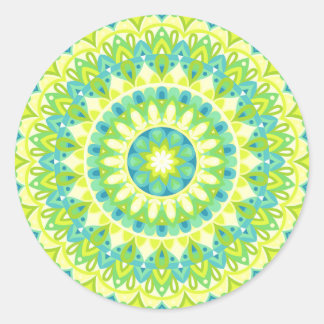 Autocollant vibrant mandala vert inspiré de la nat