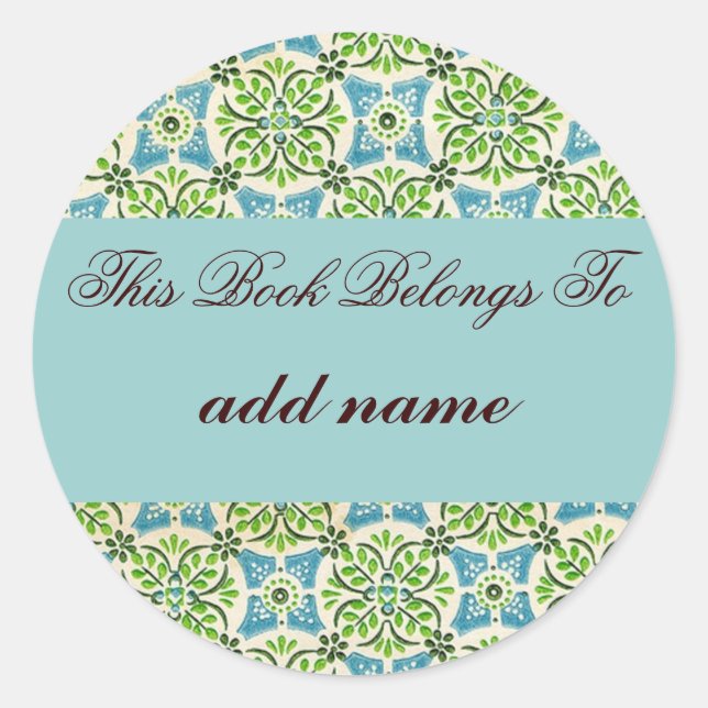 autocollant vintage "ce livre appartient à" (Devant)