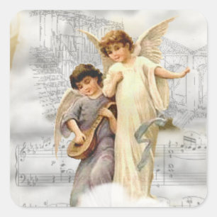 Autocollant vintage d'anges de Noël
