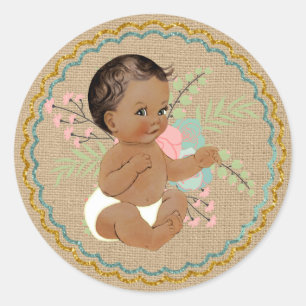 Autocollant vintage de bébé d'Afro-américain