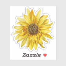 Autocollant vintage de fleurs de tournesol jaune