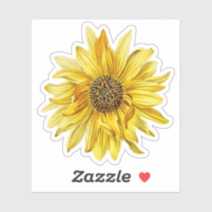 Autocollant vintage de fleurs de tournesol jaune