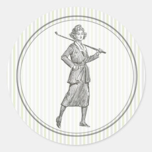 Autocollant vintage de golf - golfeur de femme