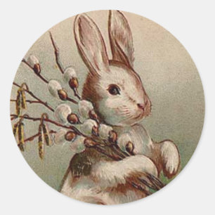 Autocollant vintage de lapin de Pâques