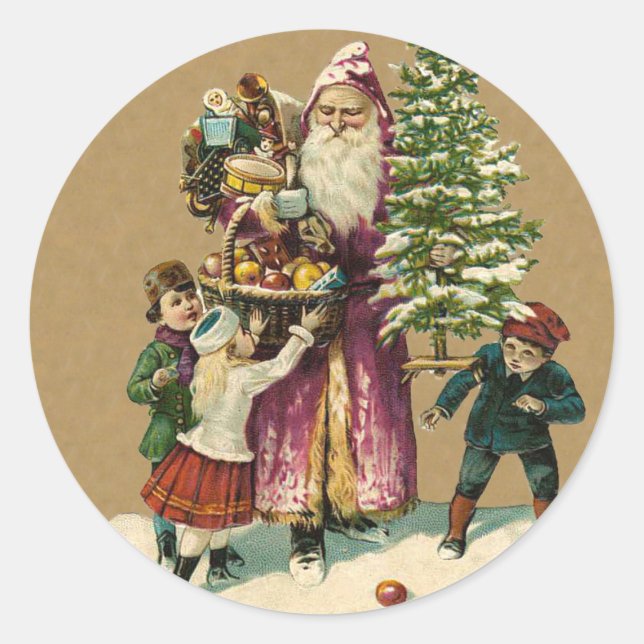 Autocollant vintage de Père Noël d'Allemand (Devant)