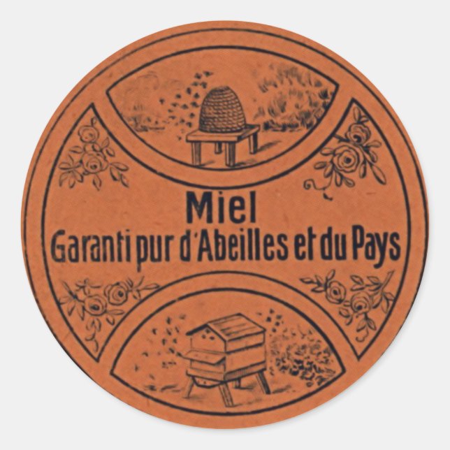 Autocollant vintage Étiquette au miel (Devant)