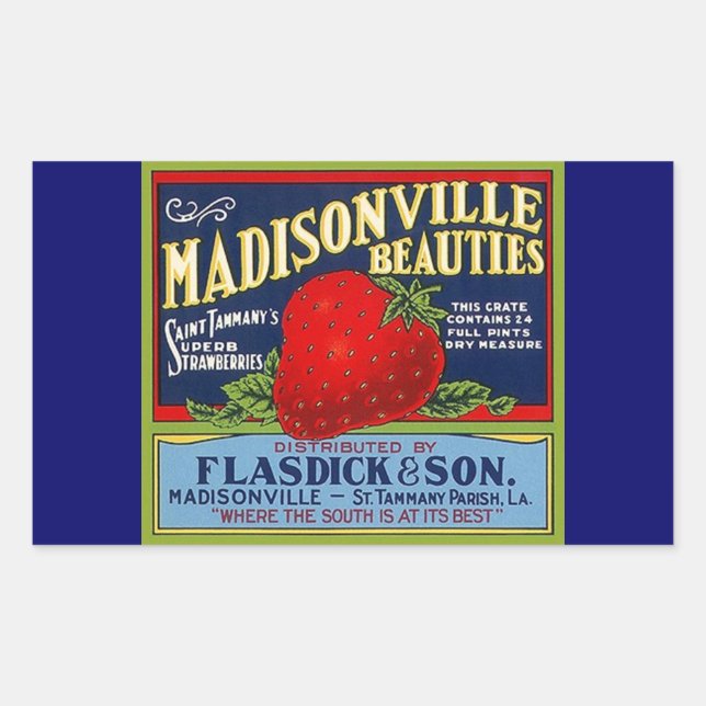 Autocollant Vintage Madisonville LA Strawberry Adv (Devant)