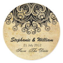 Autocollant vintage Mariage noir