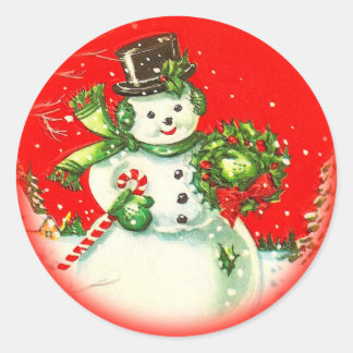 Autocollant Vintage Noël Snowman