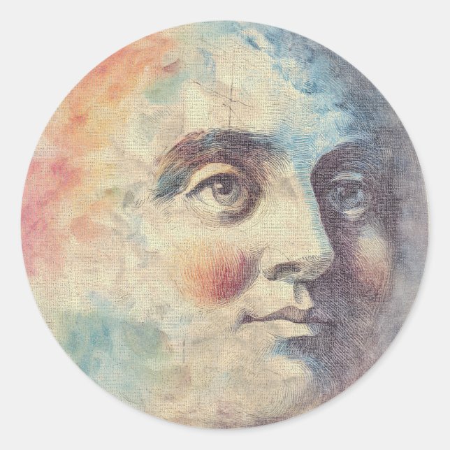 Autocollant Vintage Rêve de Lune Céleste (Devant)