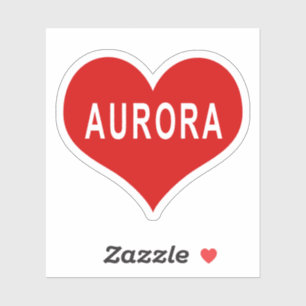 Autocollant vinyle AURORA NAME Cœur d'amour rouge