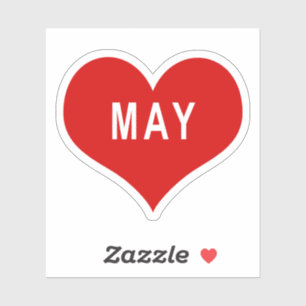 Autocollant vinyle coeur rouge MAY Love