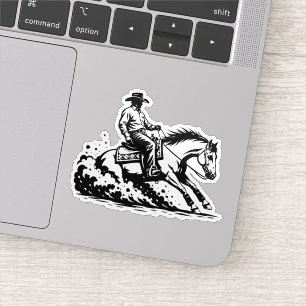 Autocollant vinyle d'action de cheval de reining d