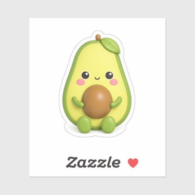 Autocollant vinyle de avocat mignon Kawaii (Feuille)