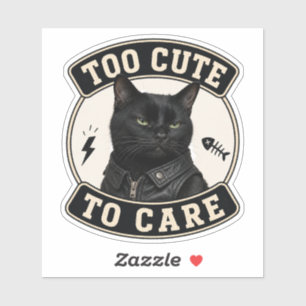 Autocollant vinyle de chat noir cool   Trop mignon