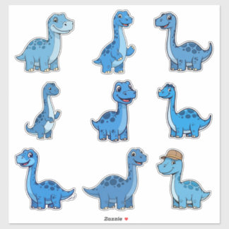 Autocollant vinyle de dinosaure Brontosaurus bleu