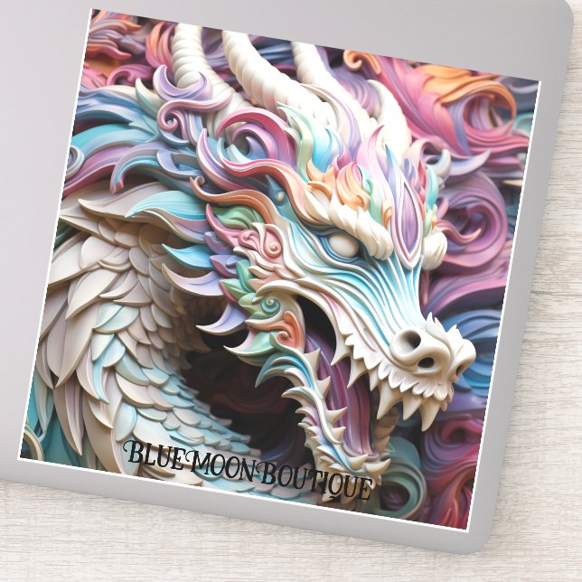 Autocollant vinyle découpé sur mesure Dragon et fl (Détail)