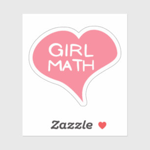 Autocollant vinyle en forme de cœur rose GIRL MATH