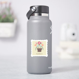 Autocollant vinyle en forme de panier de fleurs d'