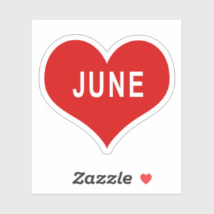 Autocollant vinyle JUNE Red Love Heart
