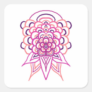 Autocollant vinyle mandala floral rose Boho esth