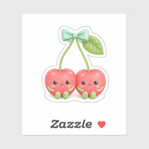 Autocollant vinyle paire de cerises mignonnes Kawa