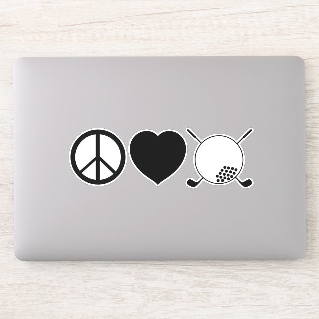 Autocollant vinyle Peace Love Golf (Ordinateur)