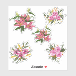 Autocollant vinyle personnalisé fleur de lis rose
