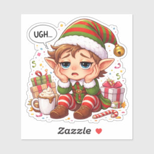 Autocollant vinyle sur mesure Elfe fatigué sociale