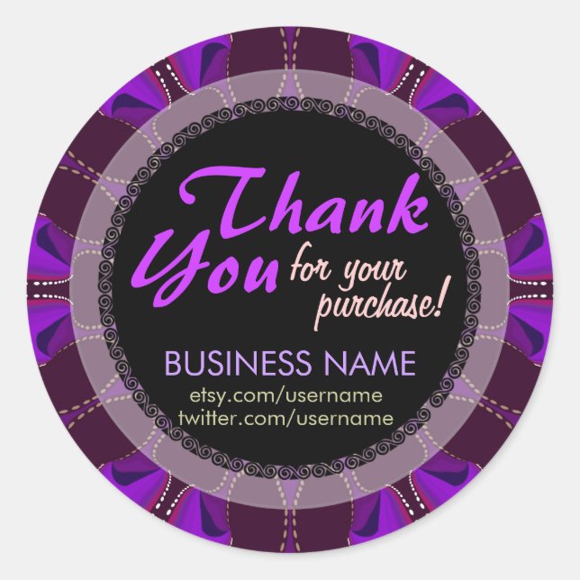 Autocollant violet Batik Business Merci (Devant)