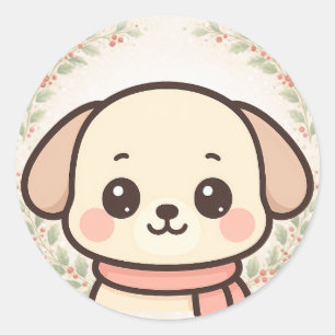 Autocollant Visage de Chiot Kawaii Mignon