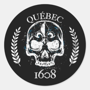 Autocollant (x20) ronds Québec motard crâne/grue