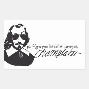 Autocollant x20 Samuel Champlain Hipster lunettes Sticker