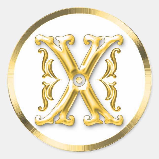 Autocollant X rond initial en or (Devant)