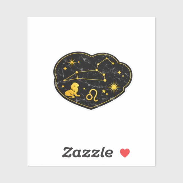 Autocollant Zodiaque Lion Marbre Or & Noir (Feuille)