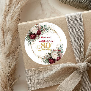 Autocollants 80e Anniversaire Burgundy Blush Or El