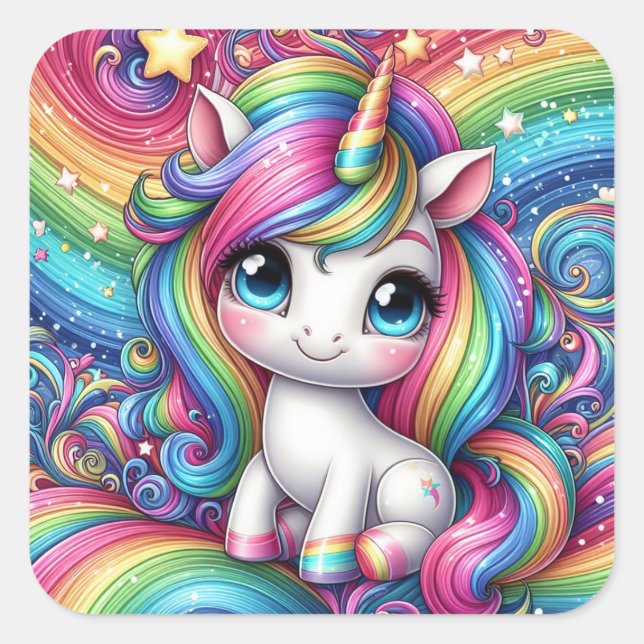 Autocollants à licorne arc-en-ciel (Devant)
