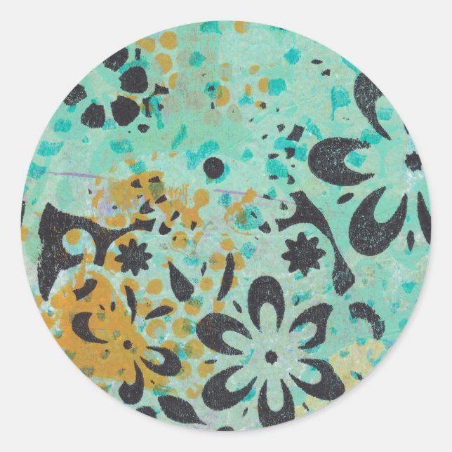 Autocollants abstraits bleu et jaune (Devant)