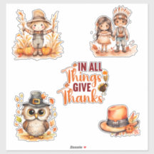 Autocollants aquarelle de Thanksgiving mignons