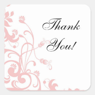 Autocollants assortis de mariage rose, Merci !