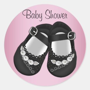 Autocollants Baby Shower Chaussures Bébé Noir Fill