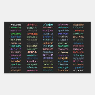 Autocollants bienvenus : 80 langues/noir