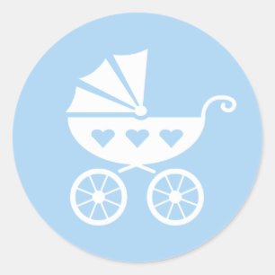 Autocollants bleus de baby shower avec le boguet