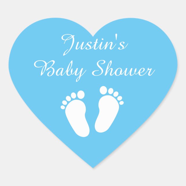 Autocollants bleus de babyshower d'empreintes de (Devant)