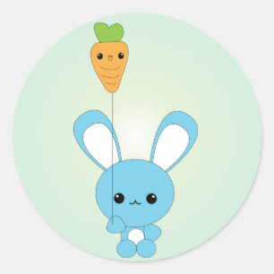 Autocollants bleus de ballon de lapin et de