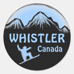Autocollants bleus de surfeur de Whistler Canada